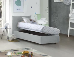 Letto 1 piazza contenitore bianco 110x215cm sfoderabile - Azeglio