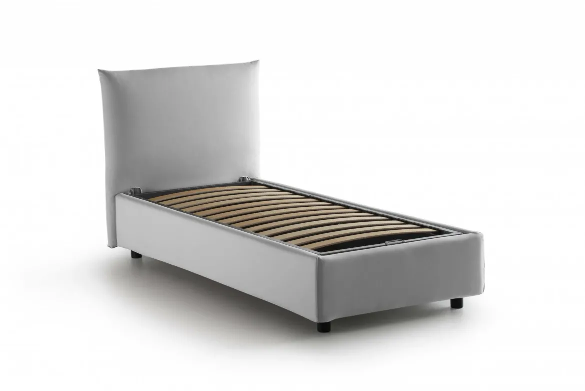 Letto 1 piazza contenitore bianco 110x215cm sfoderabile - Azeglio