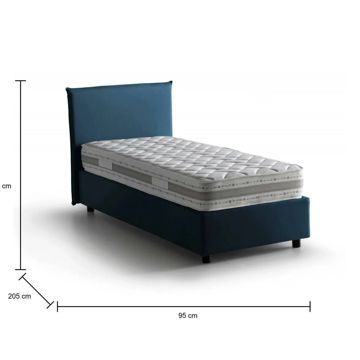 Letto 1 piazza contenitore blu 95x205cm rete inclusa - Aphrodite