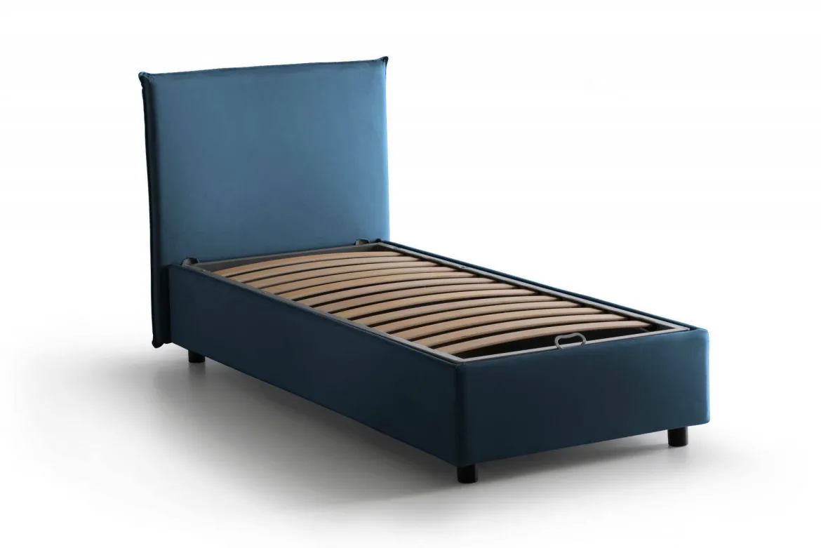 Letto 1 piazza contenitore blu 95x205cm sfoderabile - Aquilla