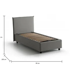Letto 1 piazza contenitore grigio 95x205cm moderno - Acuila