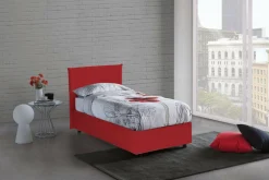 Letto 1 piazza contenitore rosso 105x205cm rivestimento in tessuto - Arminius