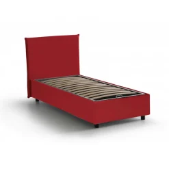 Letto 1 piazza contenitore rosso 105x205cm rivestimento in tessuto - Arminius