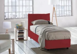Letto 1 piazza contenitore rosso 95x215cm rivestimento in tessuto - Ancara