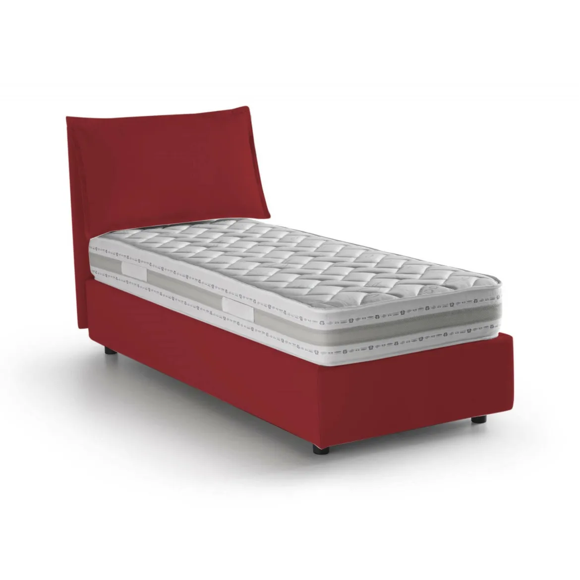 Letto 1 piazza contenitore rosso 95x215cm sfoderabile - Boudicca