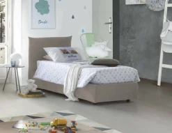 Letto 1 piazza contenitore tortora 110x215cm rivestimento in tessuto - Astianatte