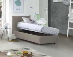 Letto 1 piazza contenitore tortora 110x215cm rivestimento in tessuto - Astianatte