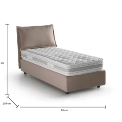 Letto 1 piazza contenitore tortora 95x205cm comfort - Armaduk