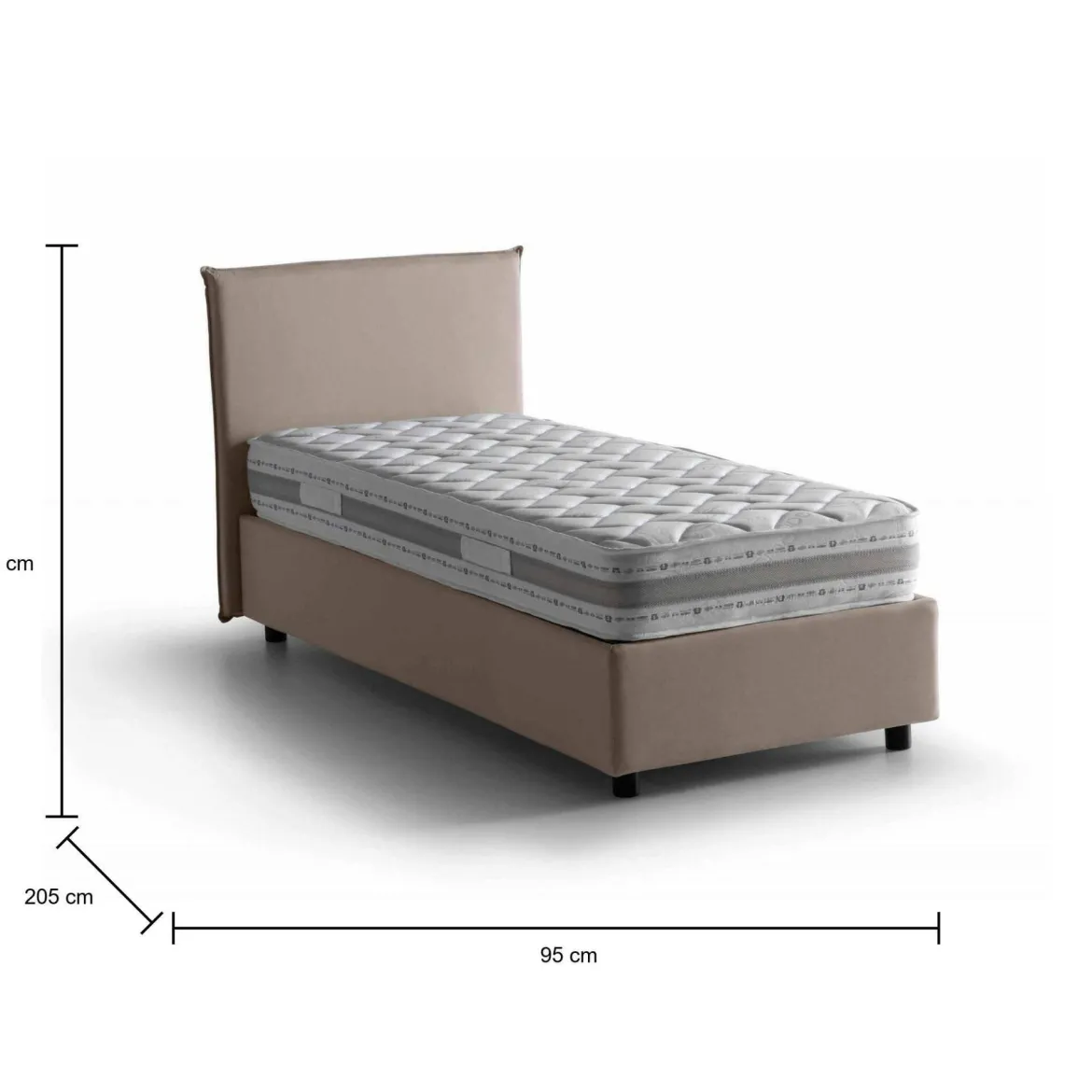 Letto 1 piazza contenitore tortora 95x205cm moderno - Acuila