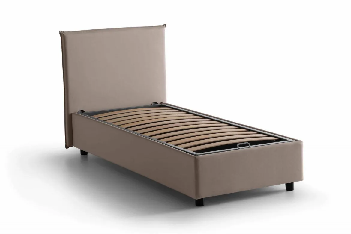 Letto 1 piazza contenitore tortora 95x205cm moderno - Acuila
