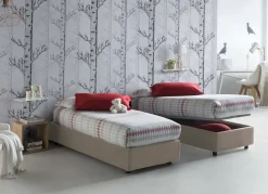 Letto 1 piazza contenitore tortora 95x205cm salvaspazio - Agenta
