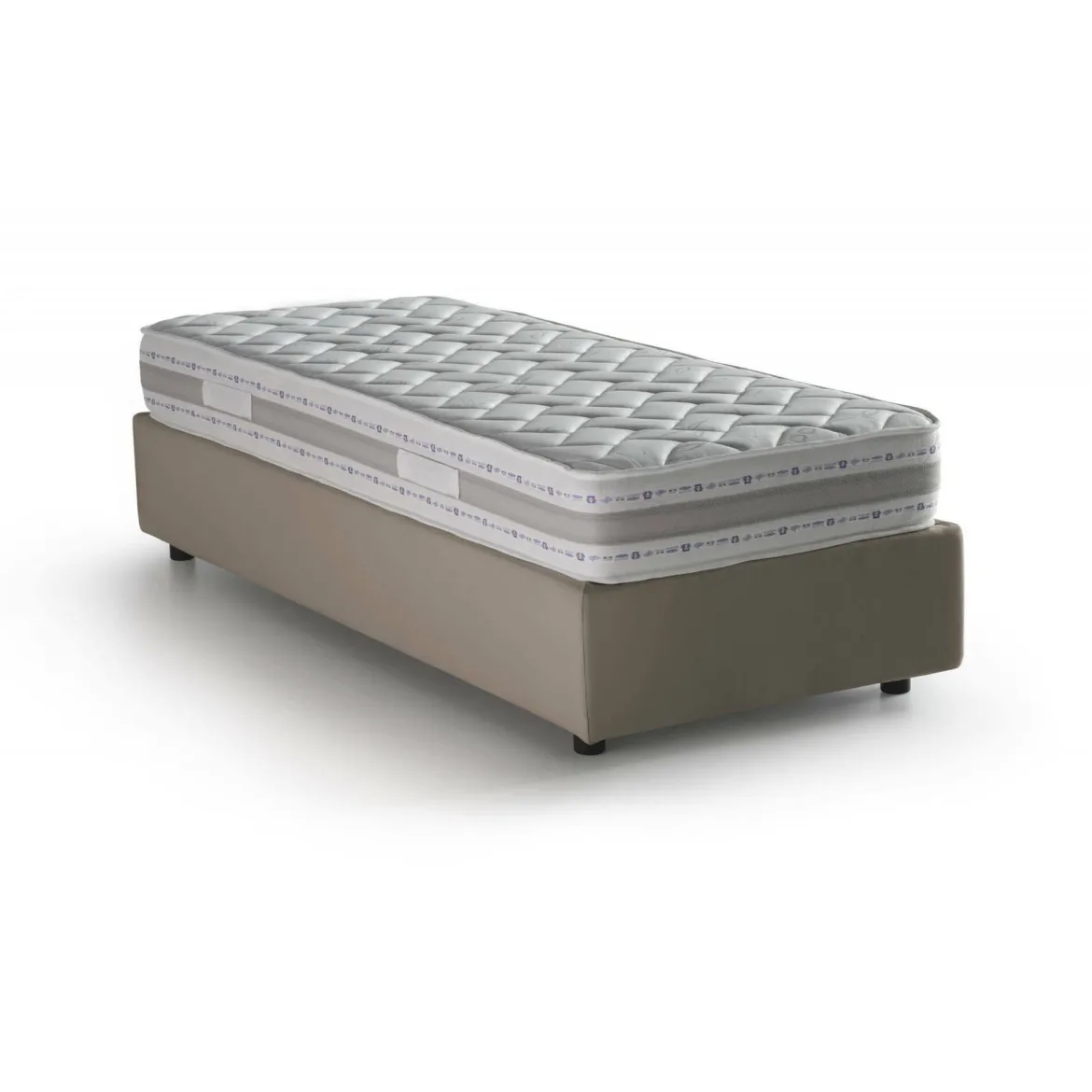 Letto 1 piazza contenitore tortora 95x205cm sfoderabile - Aquilla