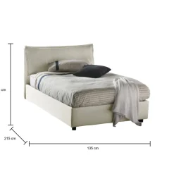 Letto piazza e mezza Abbygale, con materasso Cm 120x200 incluso, Beige