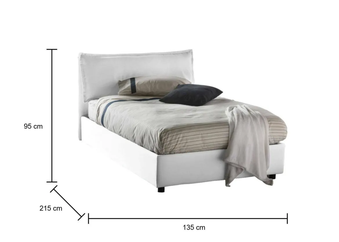 Letto piazza e mezza Abbygale, con materasso Cm 120x200 incluso, Blu