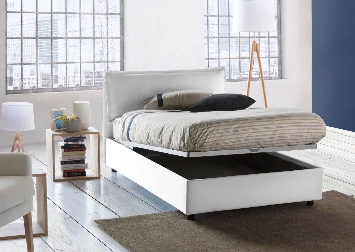 Letto piazza e mezza Abbygale, con materasso Cm 120x200 incluso, Blu