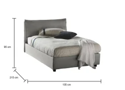 Letto piazza e mezza Abbygale, con materasso Cm 120x200 incluso, Rosso