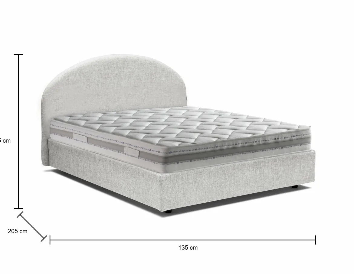 Letto piazza e mezza Acy, con materasso Cm 120x190 incluso, Bianco