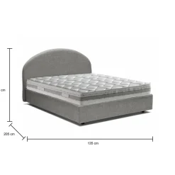 Letto piazza e mezza Acy, con materasso Cm 120x190 incluso, Tortora
