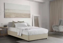 Letto piazza e mezza Aftis, con materasso Cm 120x190 incluso, Beige