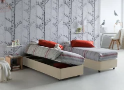 Letto piazza e mezza Aftis, con materasso Cm 120x190 incluso, Beige