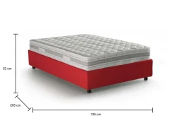 Letto piazza e mezza Aftis, con materasso Cm 120x190 incluso, Rosso