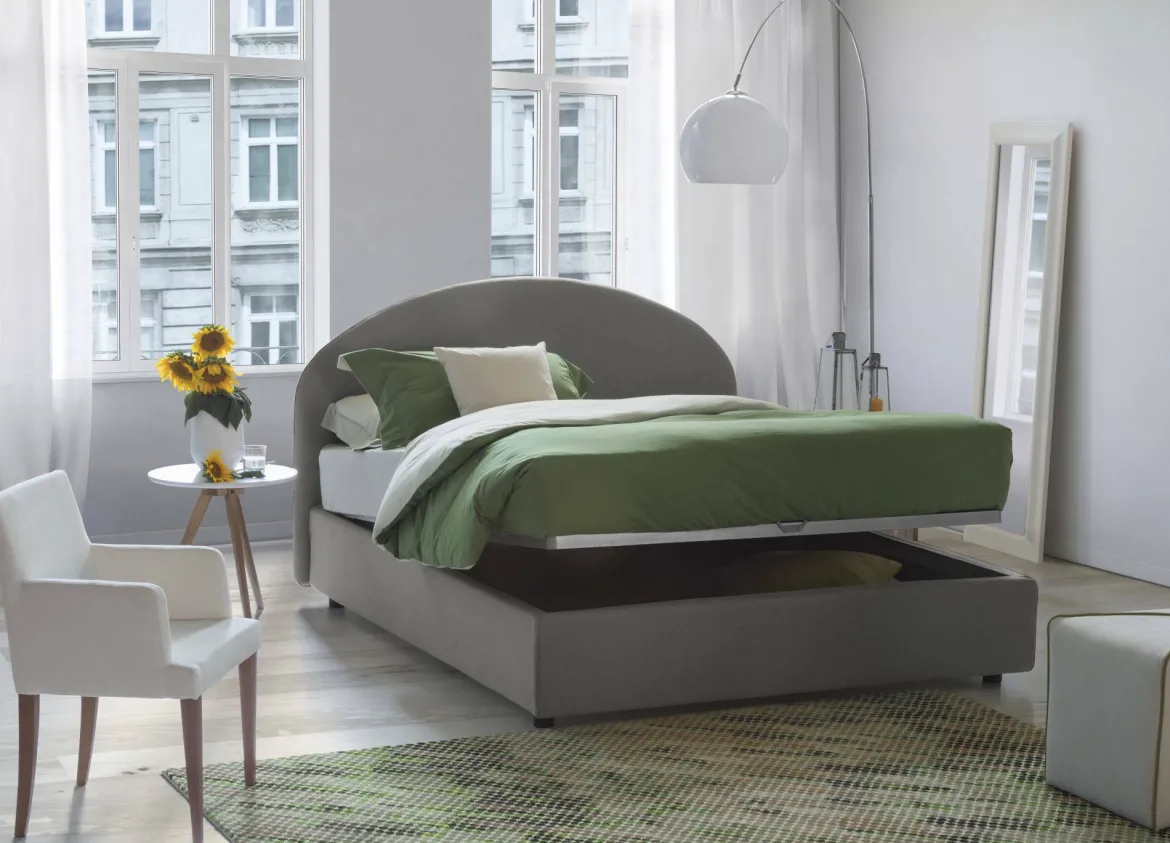 Letto piazza e mezza Akis, adatto per materasso Cm 120x190, Tortora