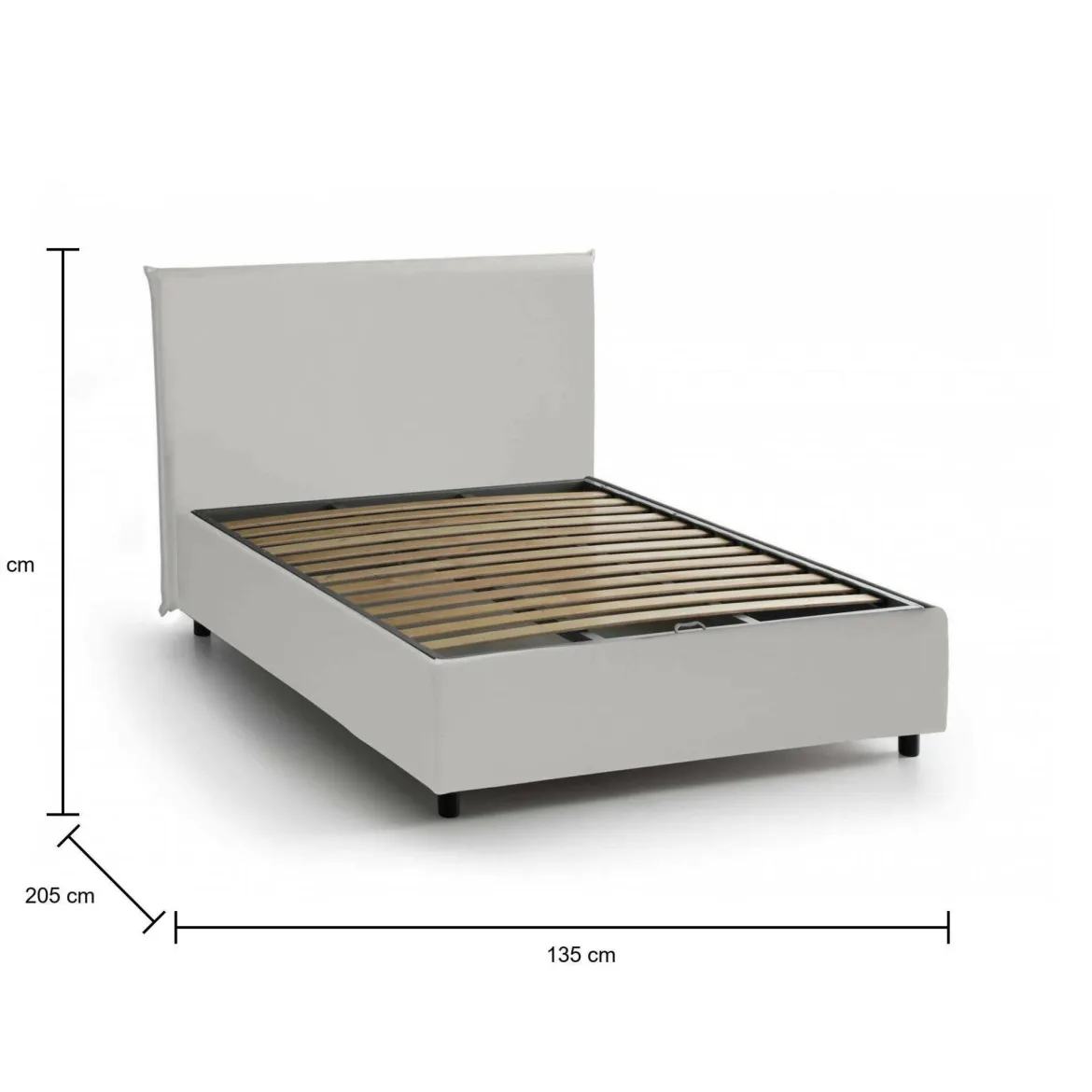 Letto piazza e mezza Alia, adatto per materasso Cm 120x190, Bianco