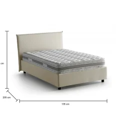 Letto piazza e mezza Alush, con materasso Cm 120x190 incluso, Beige