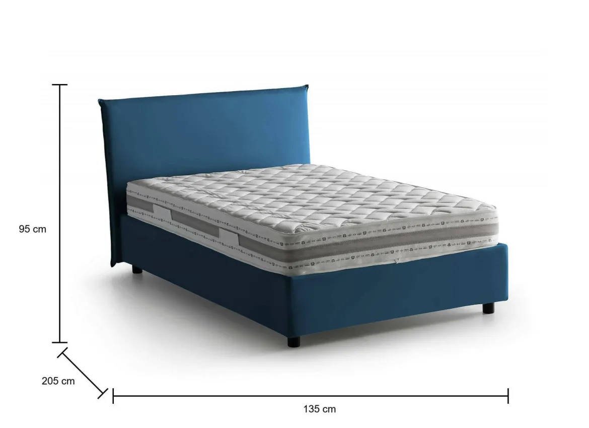 Letto piazza e mezza Alush, con materasso Cm 120x190 incluso, Grigio