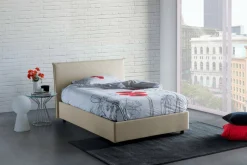 Letto piazza e mezza Alvino, con materasso Cm 120x200 incluso, Beige