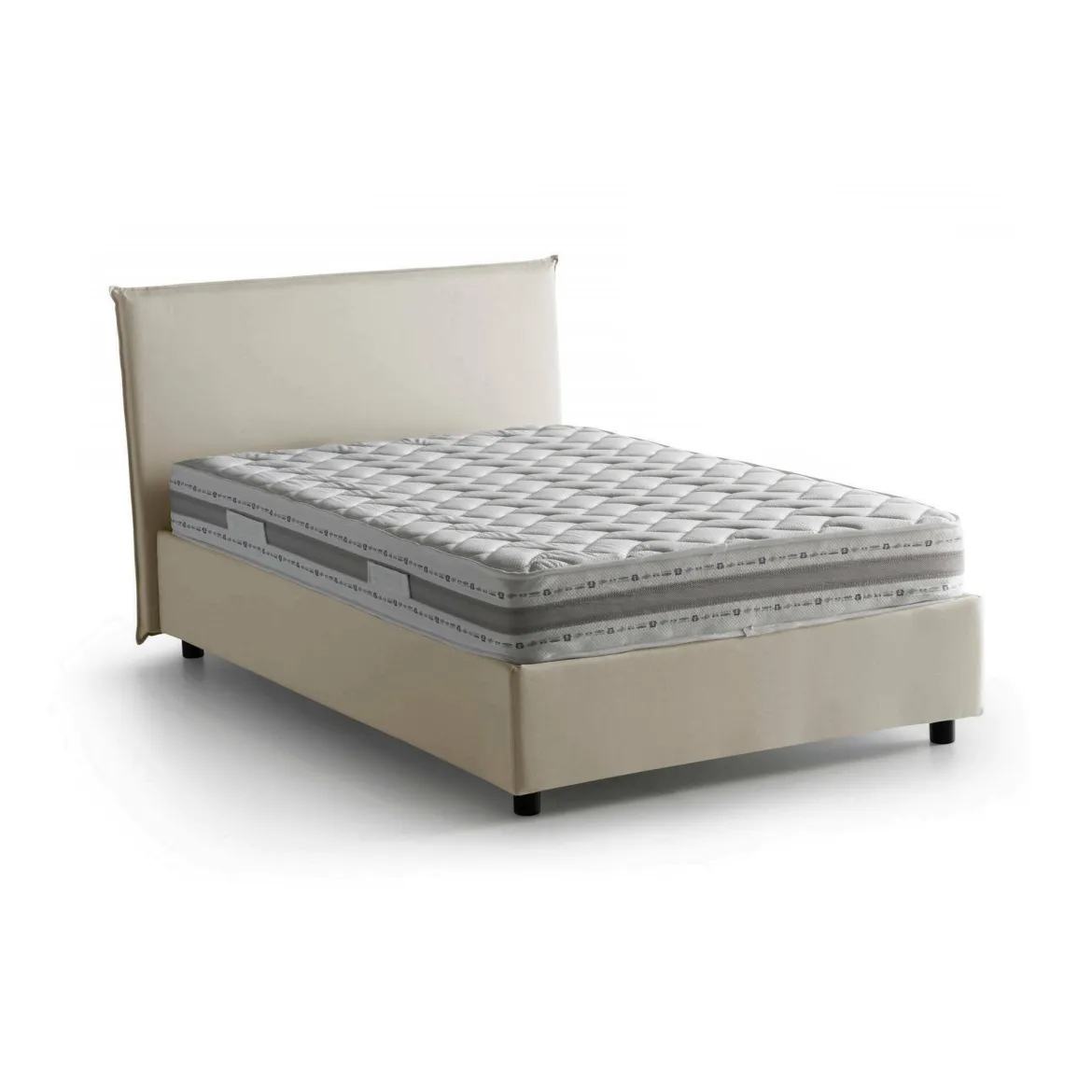 Letto piazza e mezza Alvino, con materasso Cm 120x200 incluso, Bianco