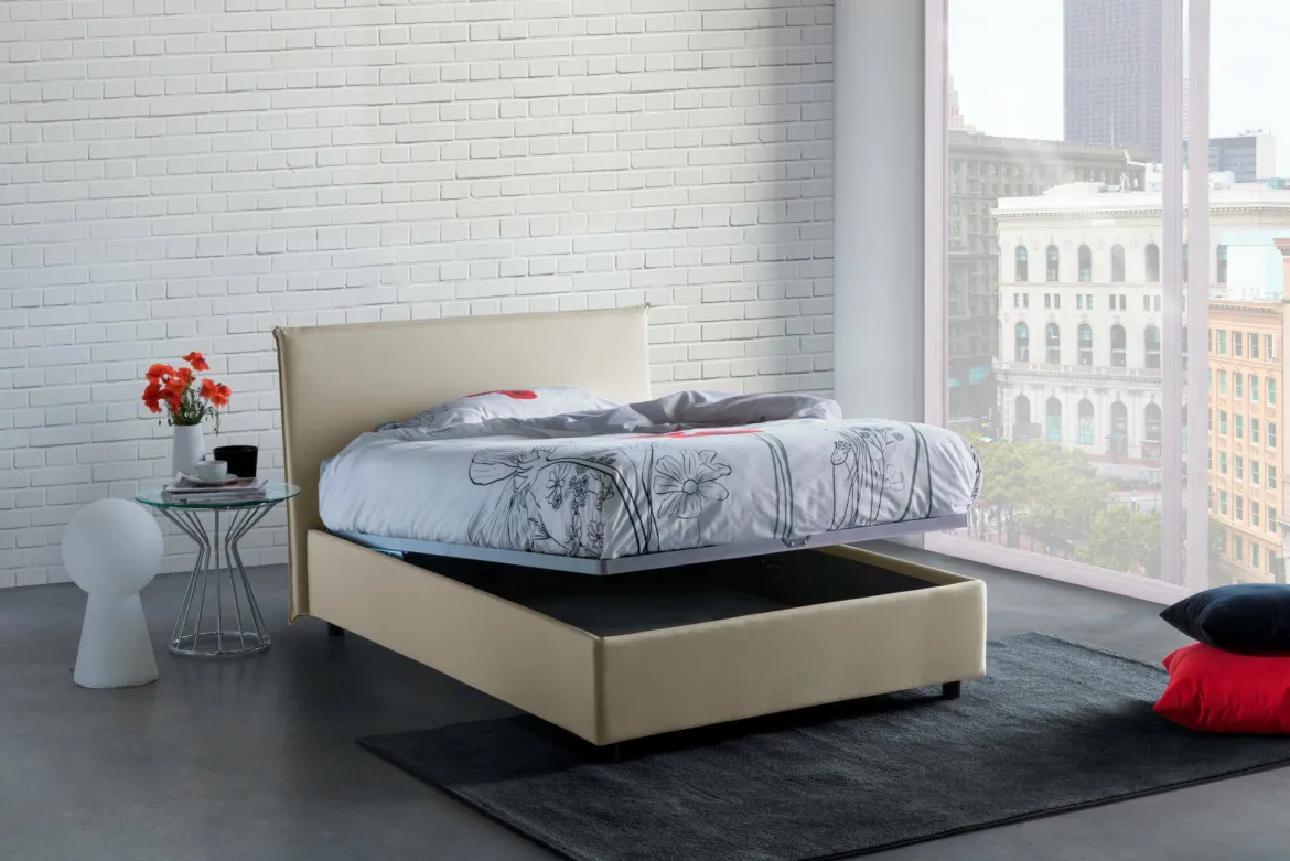 Letto piazza e mezza Alvino, con materasso Cm 120x200 incluso, Bianco
