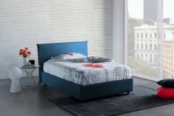 Letto piazza e mezza Alvino, con materasso Cm 120x200 incluso, Blu