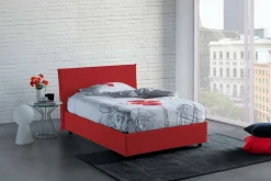 Letto piazza e mezza Alvino, con materasso Cm 120x200 incluso, Rosso