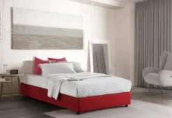 Letto piazza e mezza Alvise, con materasso Cm 120x190 incluso, Rosso