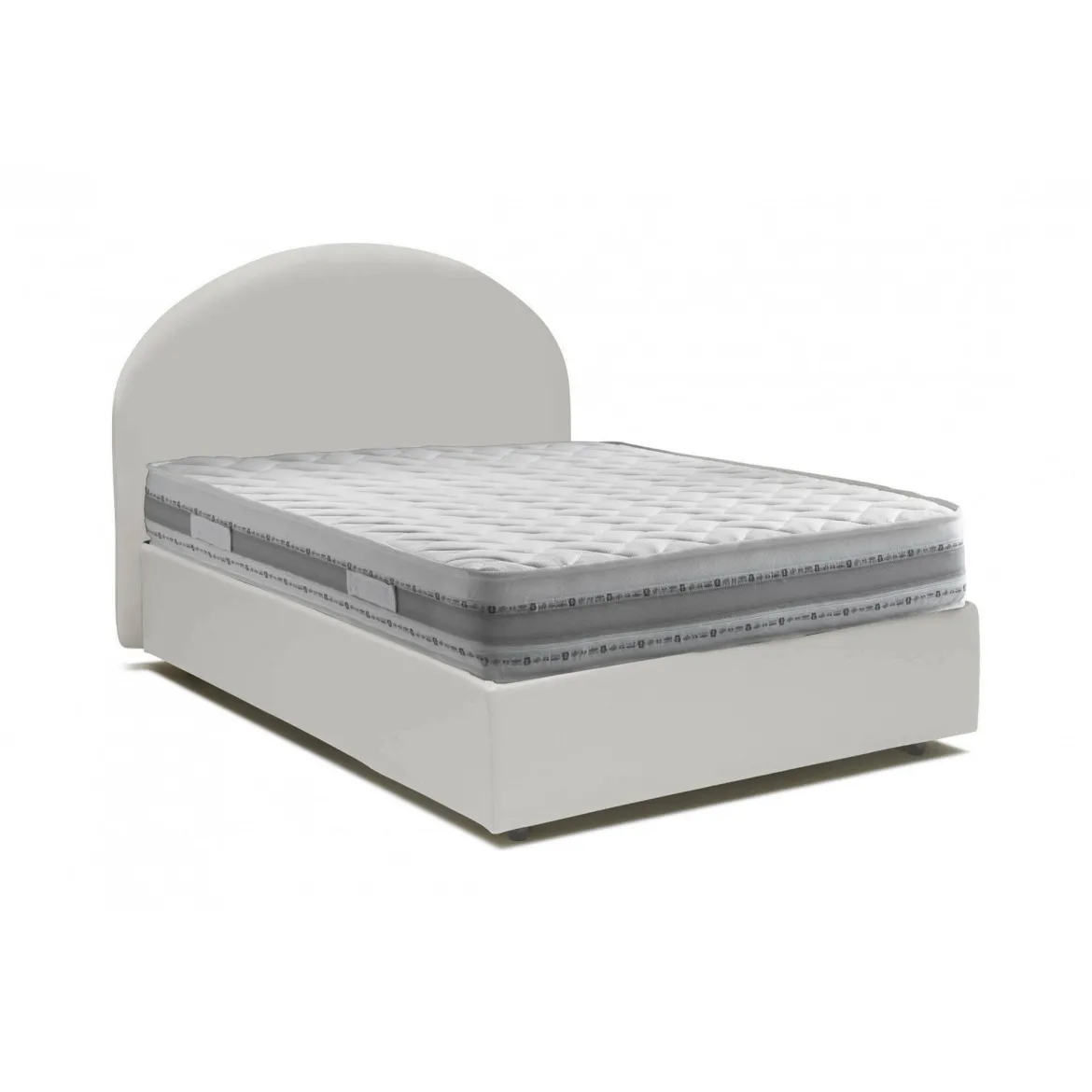 Letto piazza e mezza Ambher, con materasso Cm 120x190 incluso, Bianco