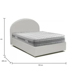 Letto piazza e mezza Ambher, con materasso Cm 120x190 incluso, Bianco