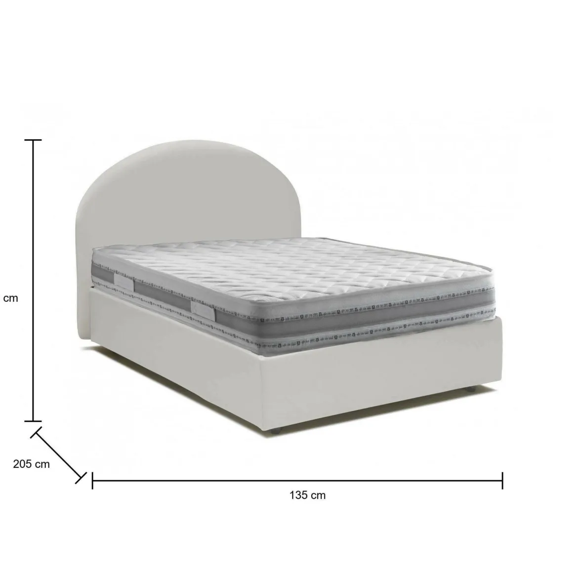 Letto piazza e mezza Ambher, con materasso Cm 120x190 incluso, Bianco