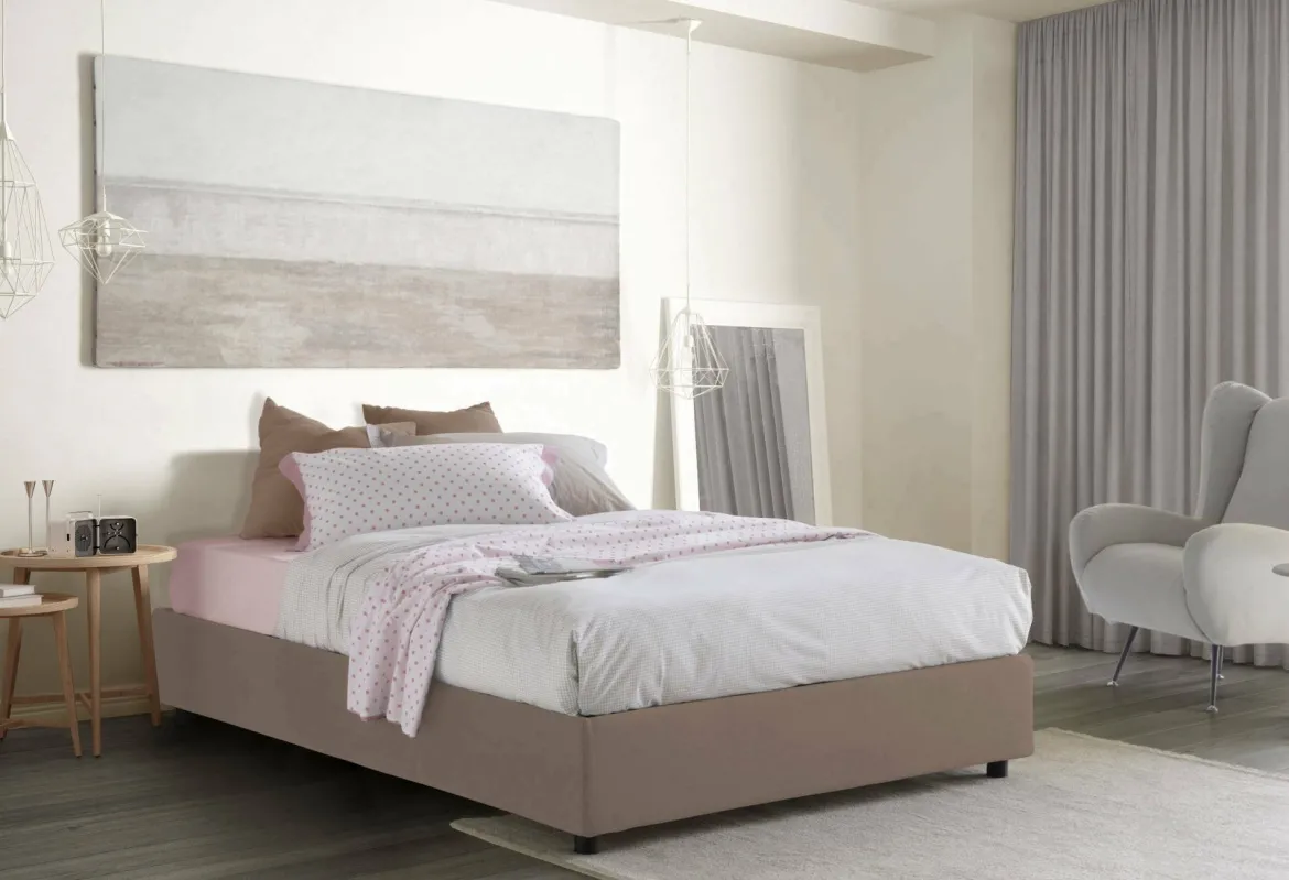 Letto piazza e mezza Andla, adatto per materasso Cm 120x200, Tortora