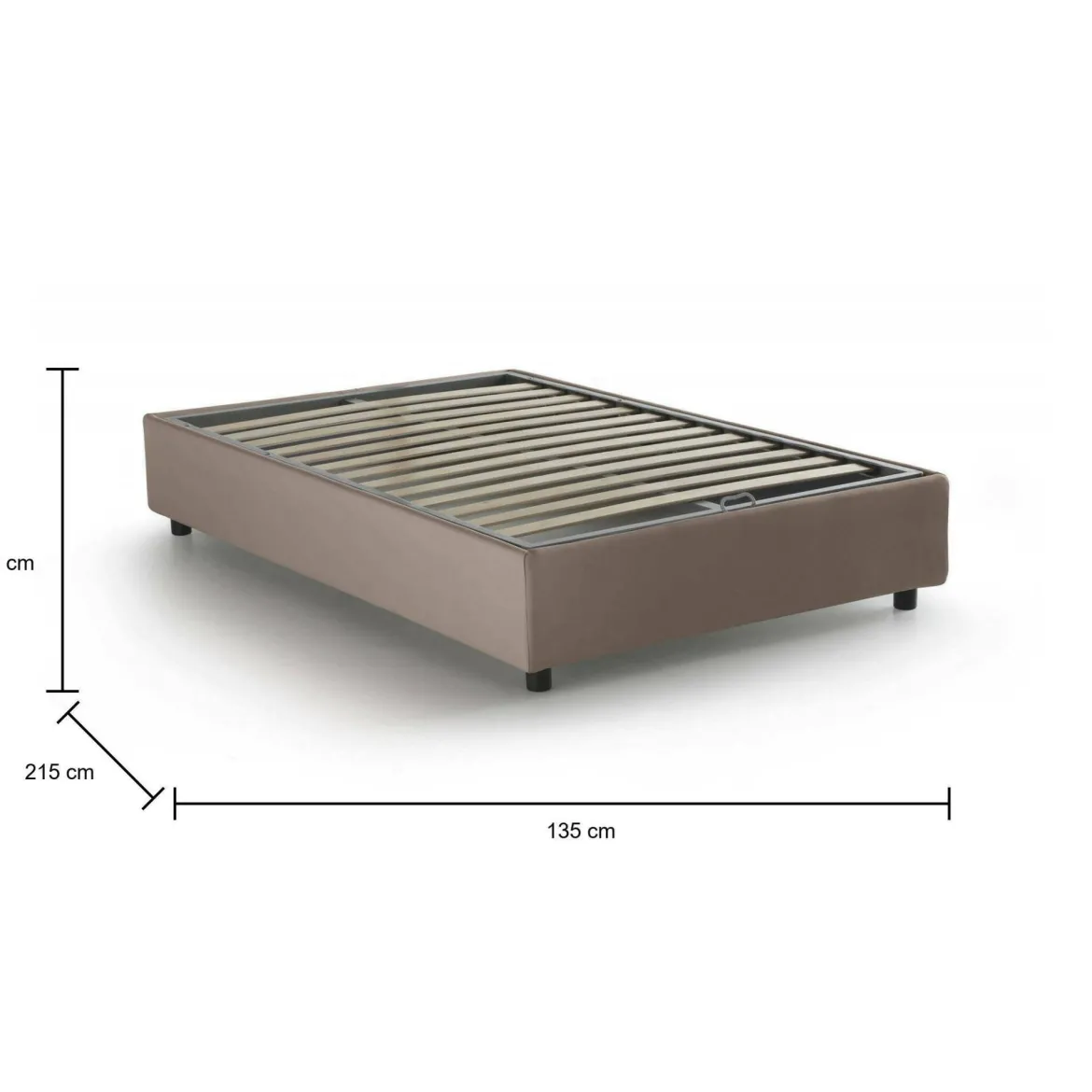 Letto piazza e mezza Andla, adatto per materasso Cm 120x200, Tortora