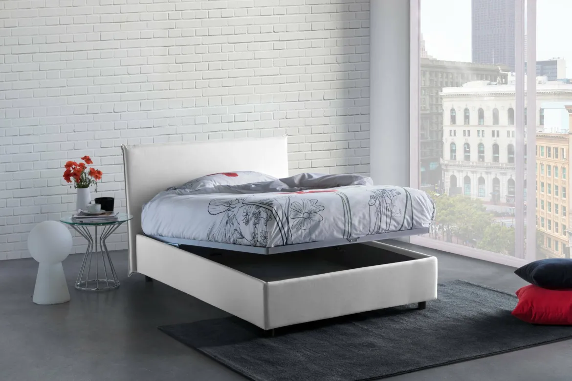 Letto piazza e mezza Anissa, adatto per materasso Cm 120x200, Blu