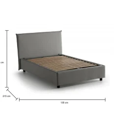 Letto piazza e mezza Anissa, adatto per materasso Cm 120x200, Rosso