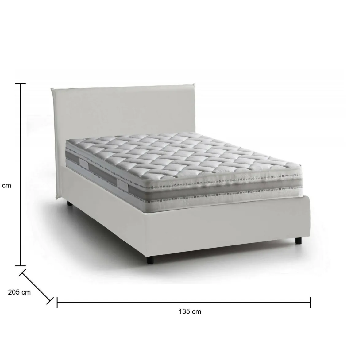 Letto piazza e mezza Ante, con materasso Cm 120x190 incluso, Bianco