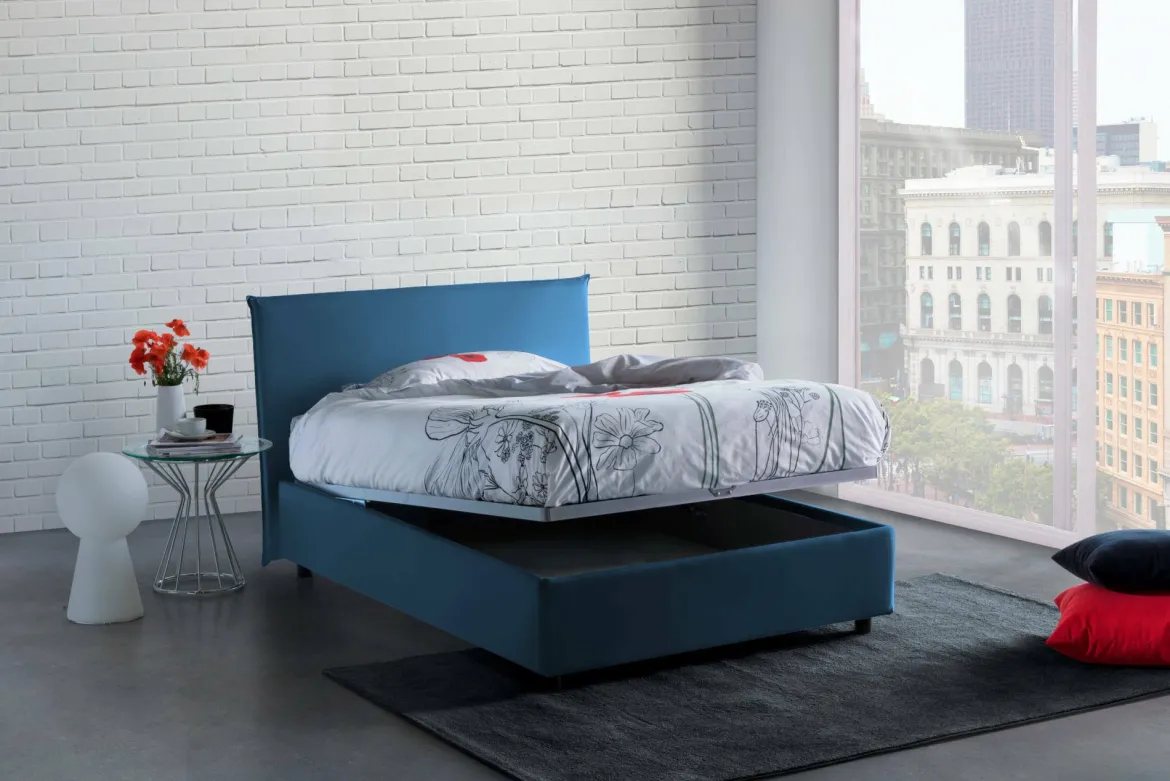 Letto piazza e mezza Anyta, adatto per materasso Cm 120x190, Blu