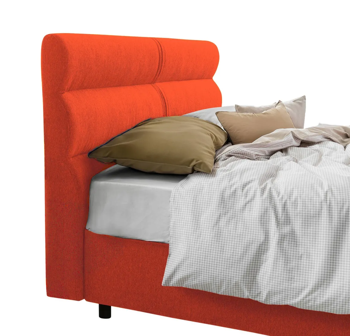 Letto Piazza e Mezza Arancione Sfoderabile Contenitore, Dimensione Materasso 120x200 cm Made in Italy - Briona