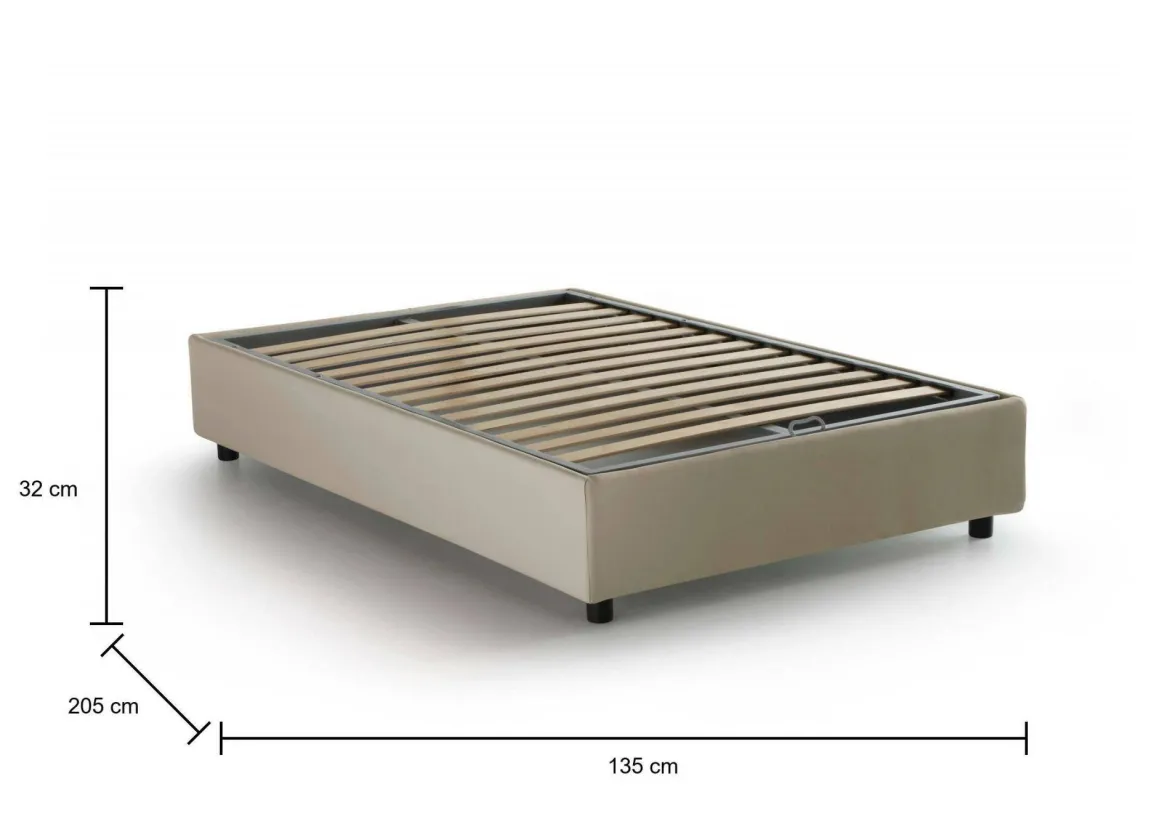 Letto piazza e mezza Ariba, adatto per materasso Cm 120x190, Bianco