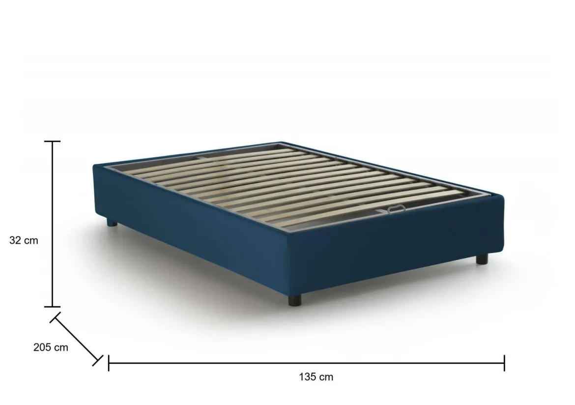 Letto piazza e mezza Ariba, adatto per materasso Cm 120x190, Grigio