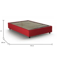 Letto piazza e mezza Ariba, adatto per materasso Cm 120x190, Rosso