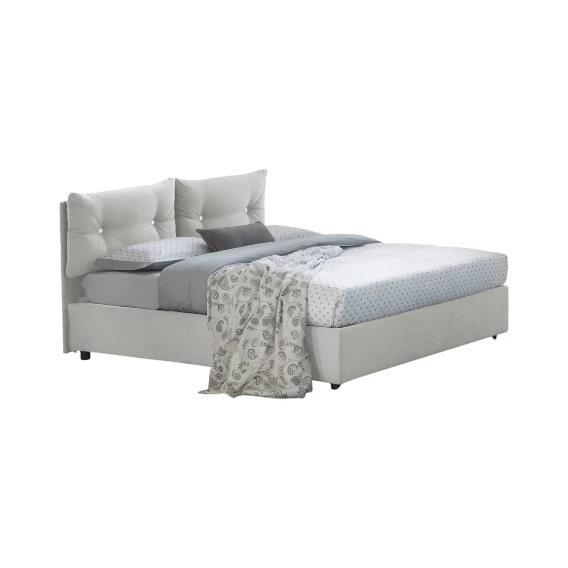 Letto piazza e mezza Arieta, con materasso Cm 120x190 incluso, Bianco