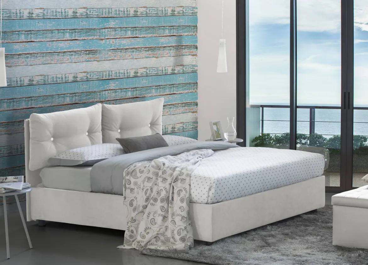 Letto piazza e mezza Arieta, con materasso Cm 120x190 incluso, Bianco